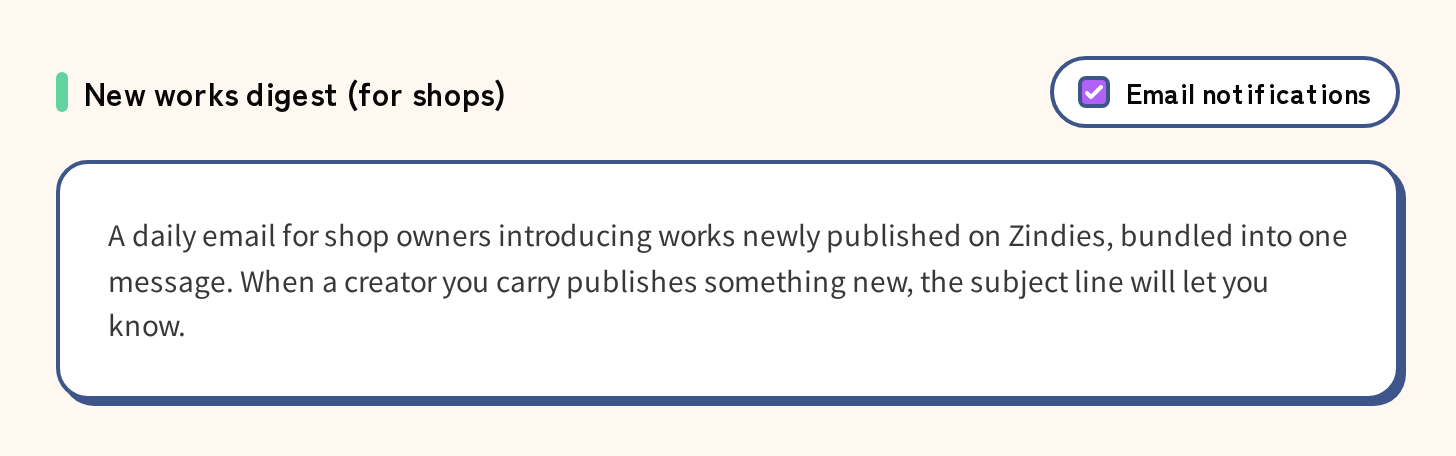The New Works Digest section in notification settings